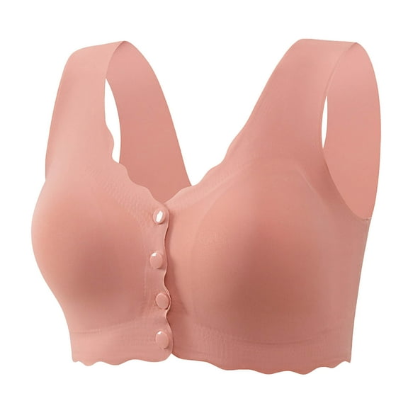 aidice Bras for Women Wirefree Front Closure Seamless Smoothing Wide Strap Support Ruffle Everyday Bras