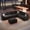 Black, variant on 120" 7-Seater L-Shaped Sectional Couch, Modern Chenille V-Shaped Corner Sofa with Storage Ottoman & USB Ports, Modular Sofa for Living Room