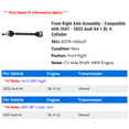 thumbnail image 2 of Front Right Axle Assembly - Compatible with 2001 - 2002 Audi A4 1.8L 4-Cylinder, 2 of 2