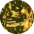 thumbnail image 1 of Ahgly Company Machine Washable Indoor Round Oriental Yellow Modern Area Rugs, 3' Round, 1 of 4
