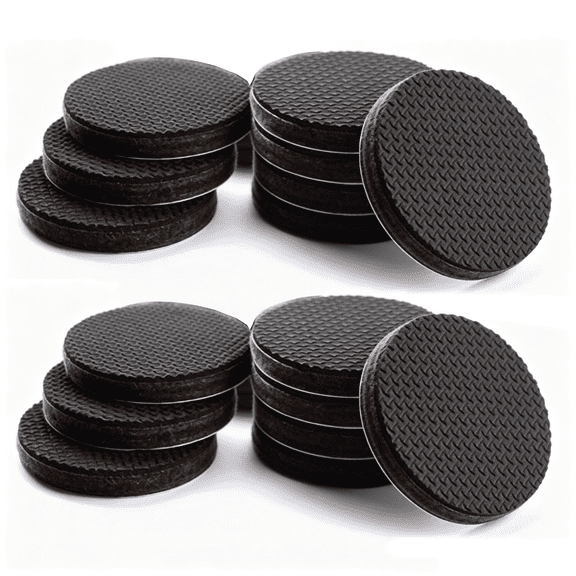 Black Round Anti Slip Furniture Pads, 2 in Diameter, 16 Pack