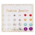 thumbnail image 1 of 12 Pairs Rhinestones Claw Earrings Women Stud Earring Set Ear Clip Pin Set Girls Jewelry Holiday Gift, 1 of 7