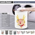 thumbnail image 5 of Round Waterproof Canvas Laundry Hamper Basket, 19.7" Large Folding Laundry Clothes Hamper with Handles, Dirty Clothes Basket for Kids Room, Toy Organizer, Home Decor, Baby Hamper (Cartoon Pig), 5 of 7