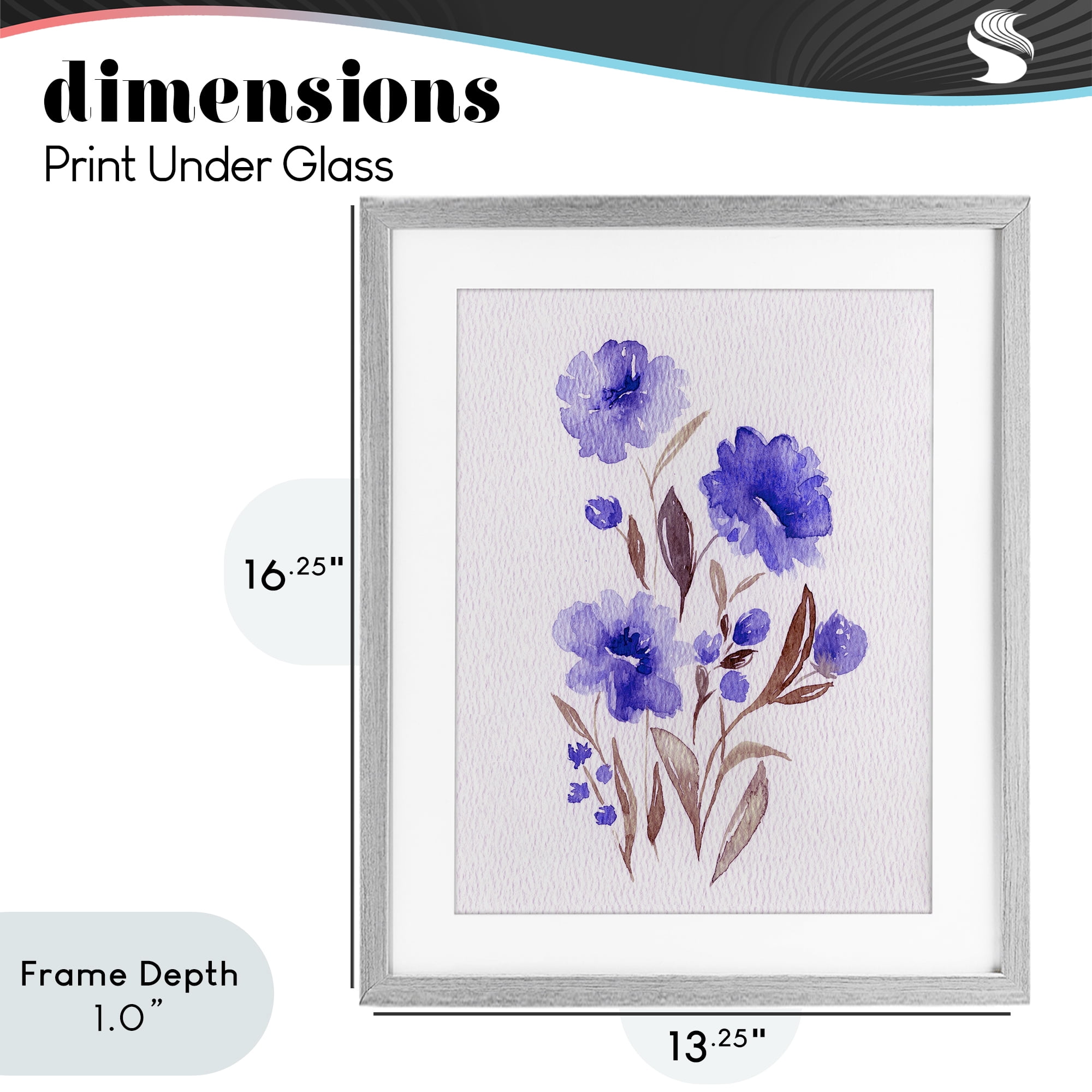 Stupell Industries Watercolor Purple Blossoms Gray Framed Print Under Glass, design by Leah Noel Art