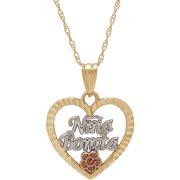 Kids' Precious Sentiments 10kt Yellow Gold with Rhodium Heart with nina bonita Pendant for girls, 14 (Pretty Girl) Necklace