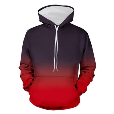 Weiqiqre Men's Sweatshirt Gradient Pullover Casual Long Sleeved with Pocket Casual Daily Streetwear,Red,S