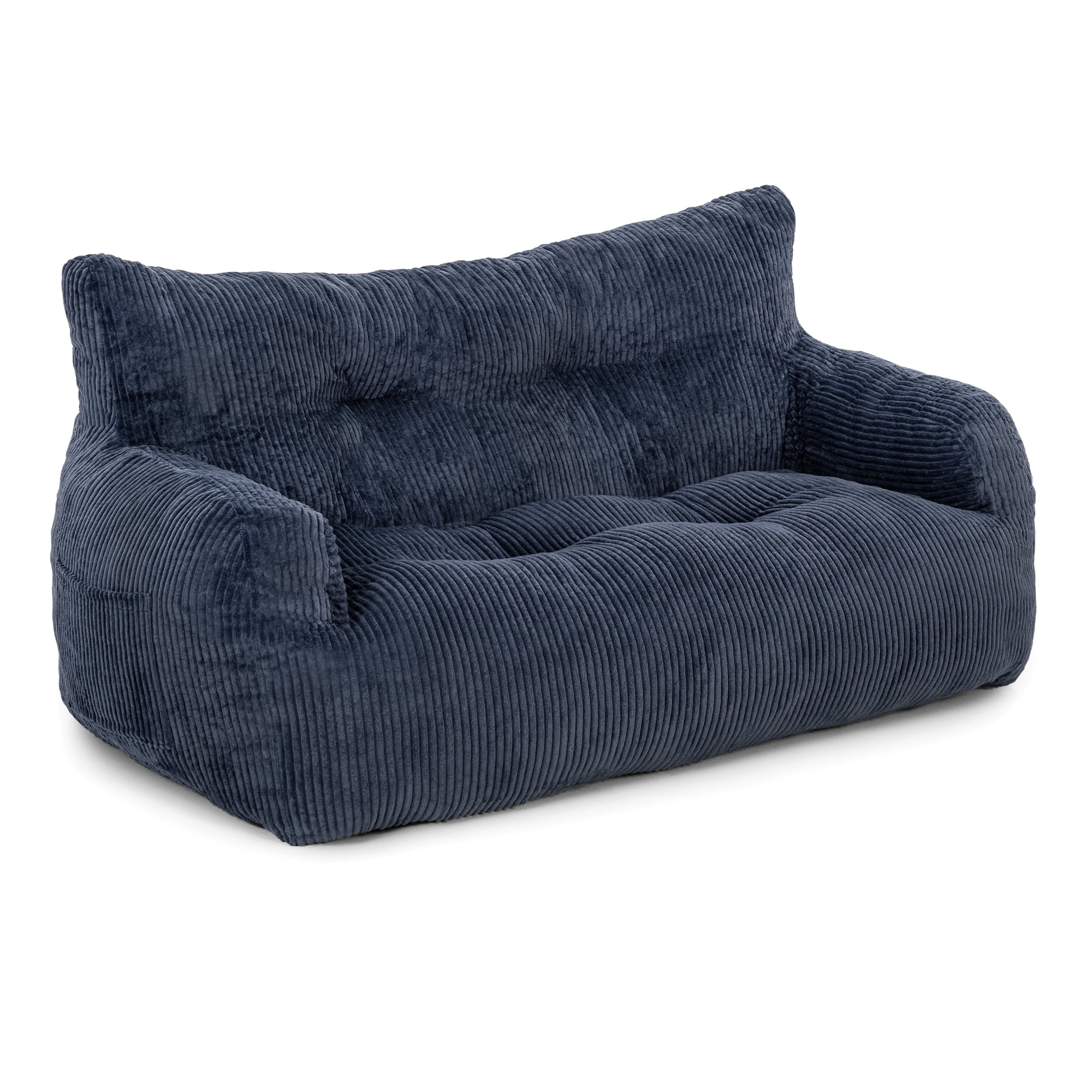 Pamapic Blue Bean Bag Chair, Double Seater Corduroy Lazy Sofa