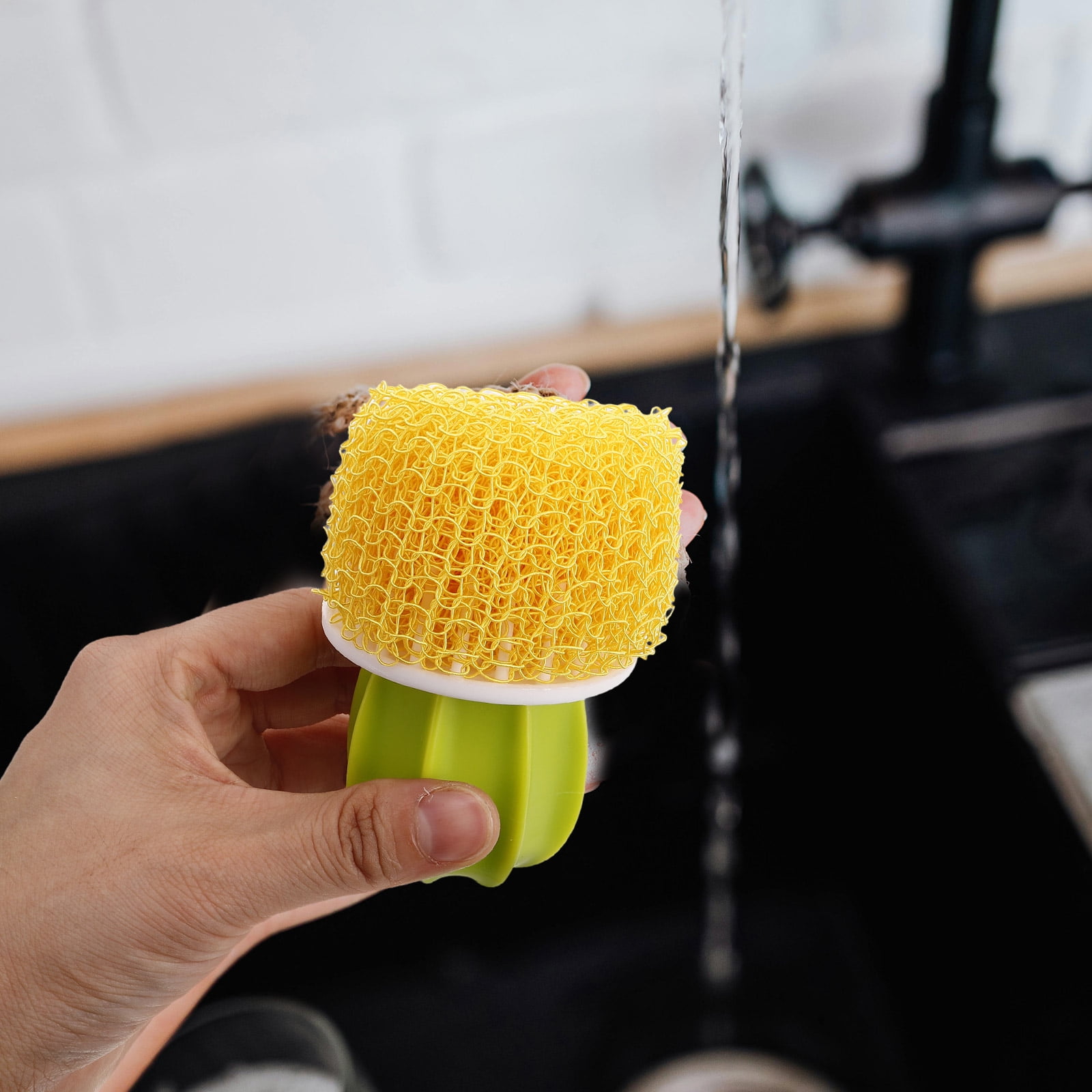 WORGEOUS 5 Sets Cute Cactus Brush Set With 3 Replacement Kitchen Scrubber Dish Scrub Brush For Cleaning Dishes Sinks And Pans