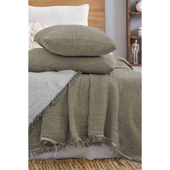 Soft 100% Cotton Muslin Bed Shams, Standard Size 2 Pieces Shams - 20 x 30 in