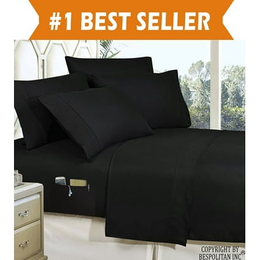 Elegant Comfort 3-Piece TWIN- Smart Sheet Set! Soft 1500 Series Wrinkle and Fade Resistant with Side Storage Pockets on Fitted Sheet, Twin, Black