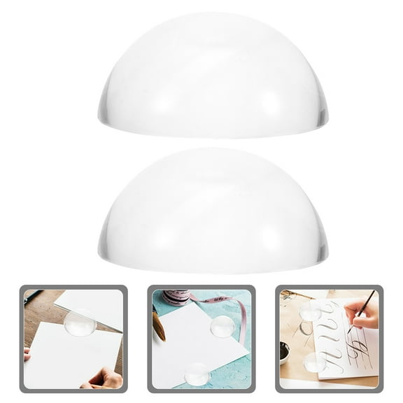 OUNONA 2pcs Crystal Calligraphy Paperweights Clear Dome Paper Weights For Writing Drawing For Office Desk Home And Outdoor Use