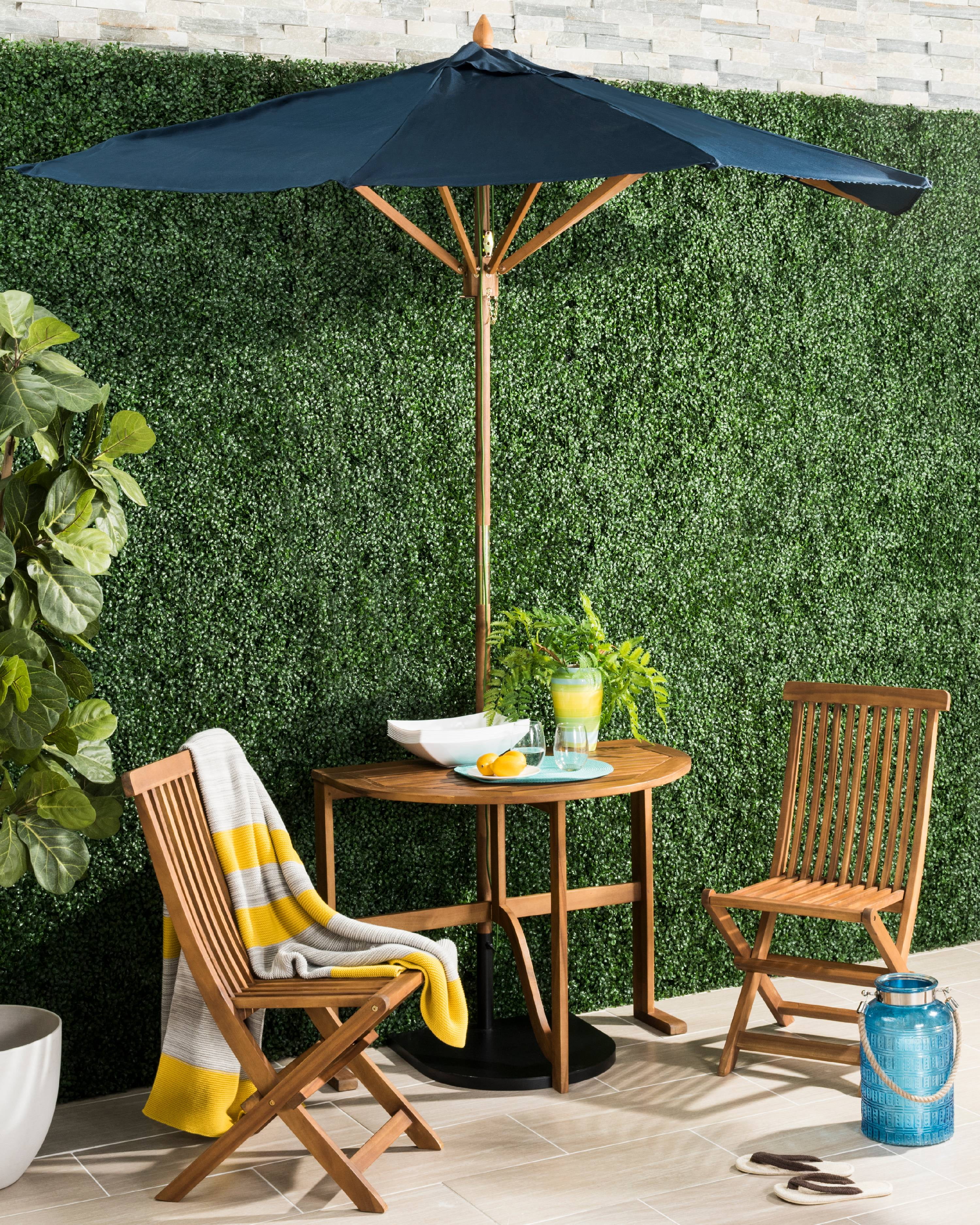 Safavieh Evert 3 Piece Outdoor Modern Half Patio Set and Umbrella
