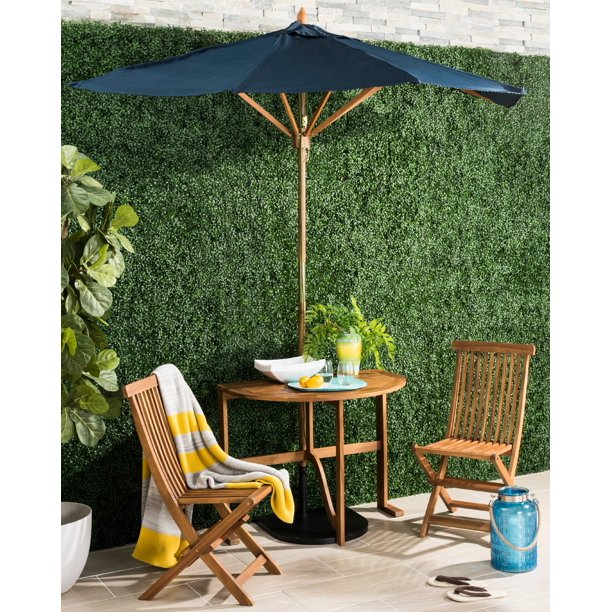 Safavieh Evert 3 Piece Outdoor Modern Half Patio Set And Umbrella Walmart Com Walmart Com