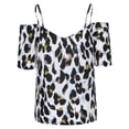 thumbnail image 5 of Uhndy Women'S Plus Size Summer Leopard Print Strapless Strap Polyester Blouse T-Shirt Top White M, 5 of 6