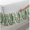 thumbnail image 2 of Tropical Bed Skirt, Composition of Jungle Palm Leaves and Exotic Flamingos, Elastic Bedskirt Dust Ruffle Wrap Around for Bedding Decor, 4 Sizes, Olive Green Multicolor, by Ambesonne, 2 of 2