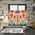 thumbnail image 4 of Yayeee Kitchen Curtains Tier Pair Light Filtering 27"x24" Rod Pocket Short Cafe Window Panel, Hand Drawn Floral, 4 of 6