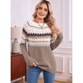 thumbnail image 3 of Women'S Casual Vintage Sweater Raglan Sleeve Crew Neck Knit Pullover Comfortable Warm Autumn Top Khaki XL, 3 of 8