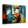 thumbnail image 2 of abstract portrait with a blend of blue and yellow hues Poster Decorative Painting Canvas Wall Art Living Room Posters Bedroom Painting,Frame-style,28×41inch (70×105cm), 2 of 8