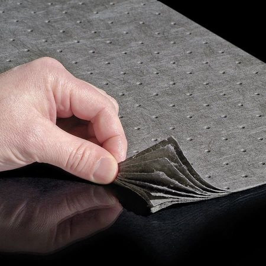 PIG MAT240 Absorbent Mat Pad, Absorbs 22 gal. Universal, PK 100 ,Gray