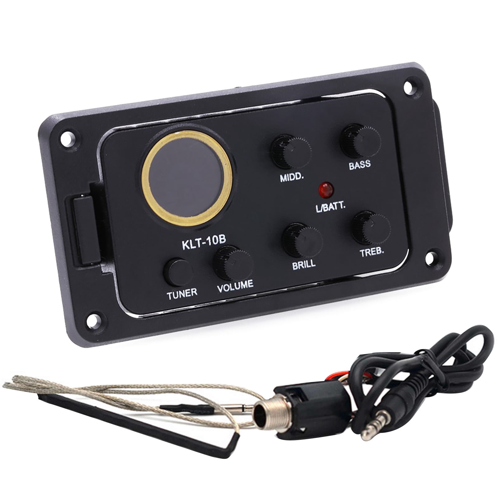 NATEFEMIN Soundhole Pickup Preamp 4 Band Equalizer LED Indicator Stable Signal Transmission For Acoustic Guitar Daily Practice Stage