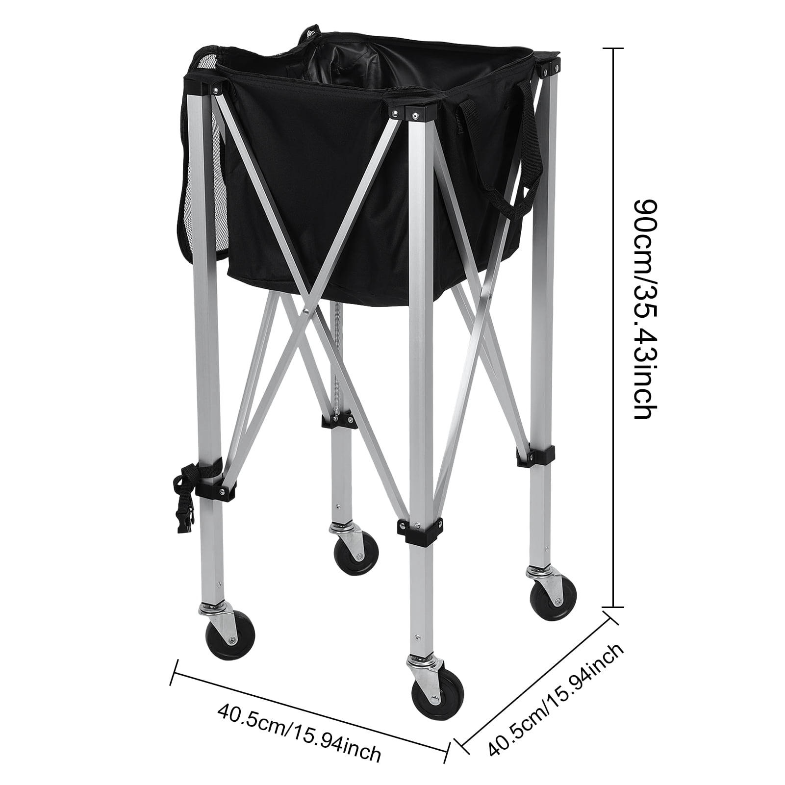 solautey Tennis Ball Hopper for 160 Balls, Tennis Ball Basket for Serve Training, Foldable Tennis Ball Cart with Storage Bag, Portable Pickleball Baseball Hopper Basket