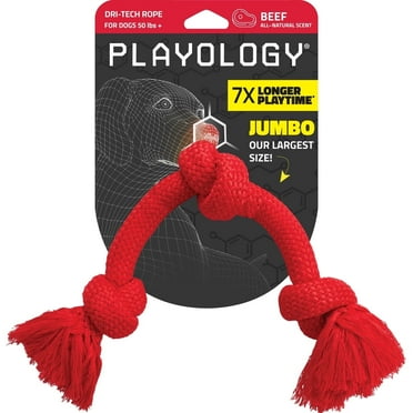 Playology Dri-Tech Rope, Beef Scented Red Dog Toy for Large to XL Dogs