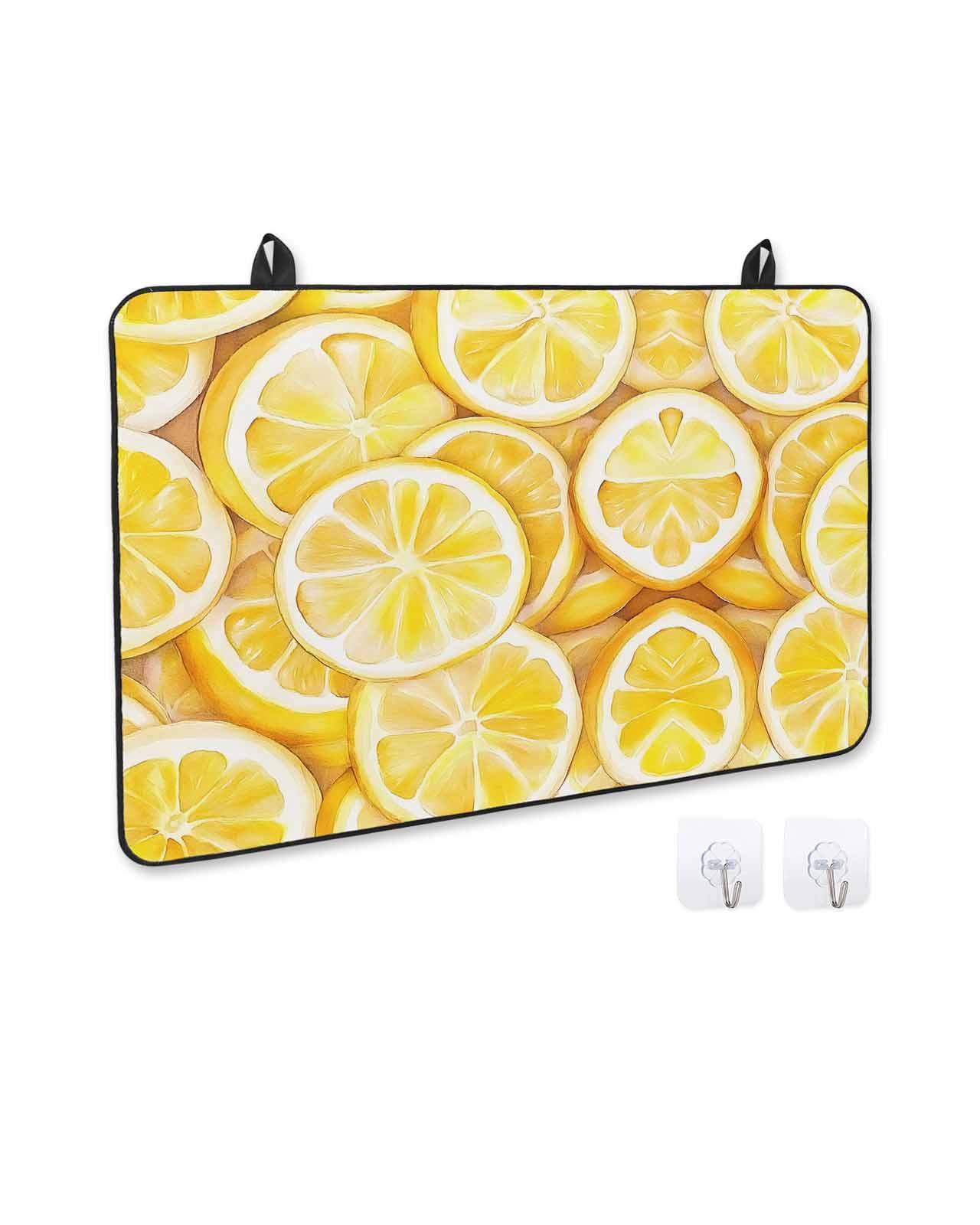 nqOlkjepod Large Induction Cooktop Protector Mat 24"x21", Lemon Stove Top Covers for Electric Stove, Summer Watercolor Yellow Fruits Decorative Stove Burner Cover Mats, Glass Top Stove Cover