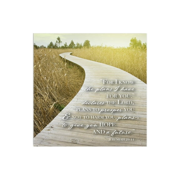 Plans Hope Future Tan Grasses Boardwalk 12 x 12 Wood Wall Sign Plaque