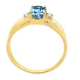 thumbnail image 3 of Mauli Jewels Rings for Women 0.9 Carat Oval Blue Topaz and Diamond Ring 4-Prong 10K Yellow Gold, 3 of 6