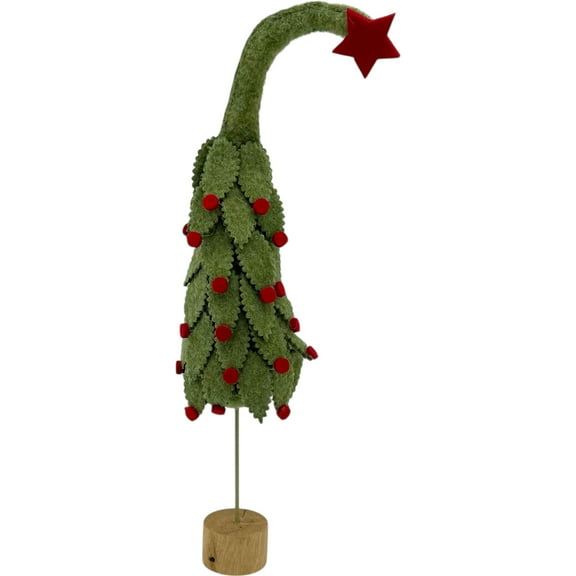 Curved Wool Tree Decor - Curl Top Pine Felt Holiday Winter Display Christmas Table Top Holiday Décor