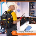 thumbnail image 4 of Tool Backpack Heavy Duty for Men, 45-Pockets Organizer Bags with Laptop Compartment,Durable Tool Carrier with Charging Port for Eelectrician Construction Mechanic Work,, 4 of 8