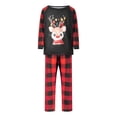 thumbnail image 3 of Matching Family Christmas Pajamas Set Deer Print Long Sleeve Tops and Stretch Casual Plaid Pants Sleepwear, 3 of 7