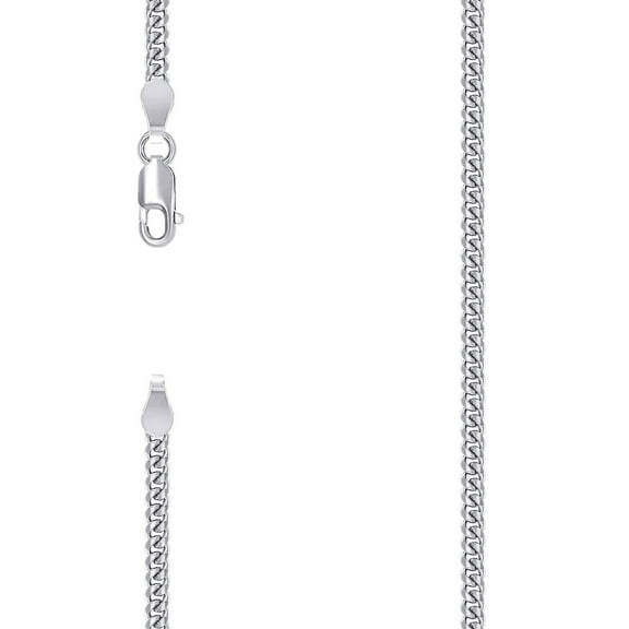 925 Sterling Silver Solid Comfort Curb Chain Rhodium 2.6mm Necklace 16 Inch Chain Necklace for Women and Men