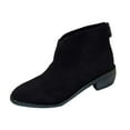 thumbnail image 2 of Mepaouo Women's Suede Leather Ankle Boots Stacked Heel Western Slip on Chelsea Booties(Black,8), 2 of 9