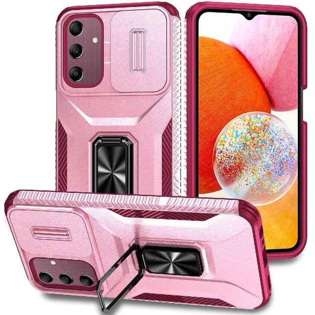 Funda para GANGXUN Samsung Galaxy A15 5G - Soporte metálico, Función magnética, Rosa