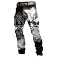 thumbnail image 4 of CONZONE Mens Baggy Cargo Pants Wide Leg Pants for Men Trendy Buttons Viking Mythology Graphic Y2K Soft Casual Joggers With Pocket, 4 of 4