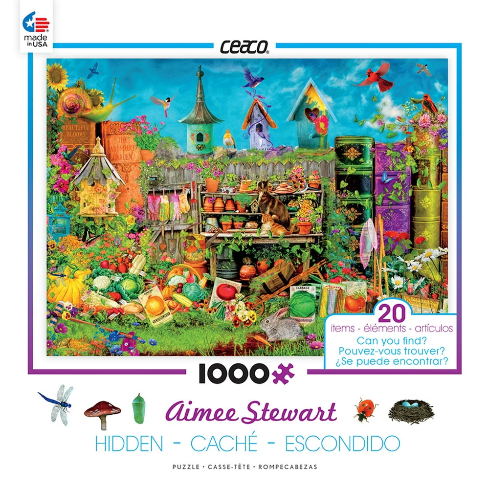 Ceaco 1000 Piece Jigsaw Puzzle Aimee Stewart Hidden In the Garden 338601
