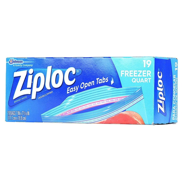 Ziploc Double Zipper Quart Freezer Bags - 19 ct box