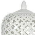 thumbnail image 3 of Oriental Furniture 12" Carved Lattice Decorative Vase Jar, decorative item, oriental design, any occasion, any room, white color, 3 of 3
