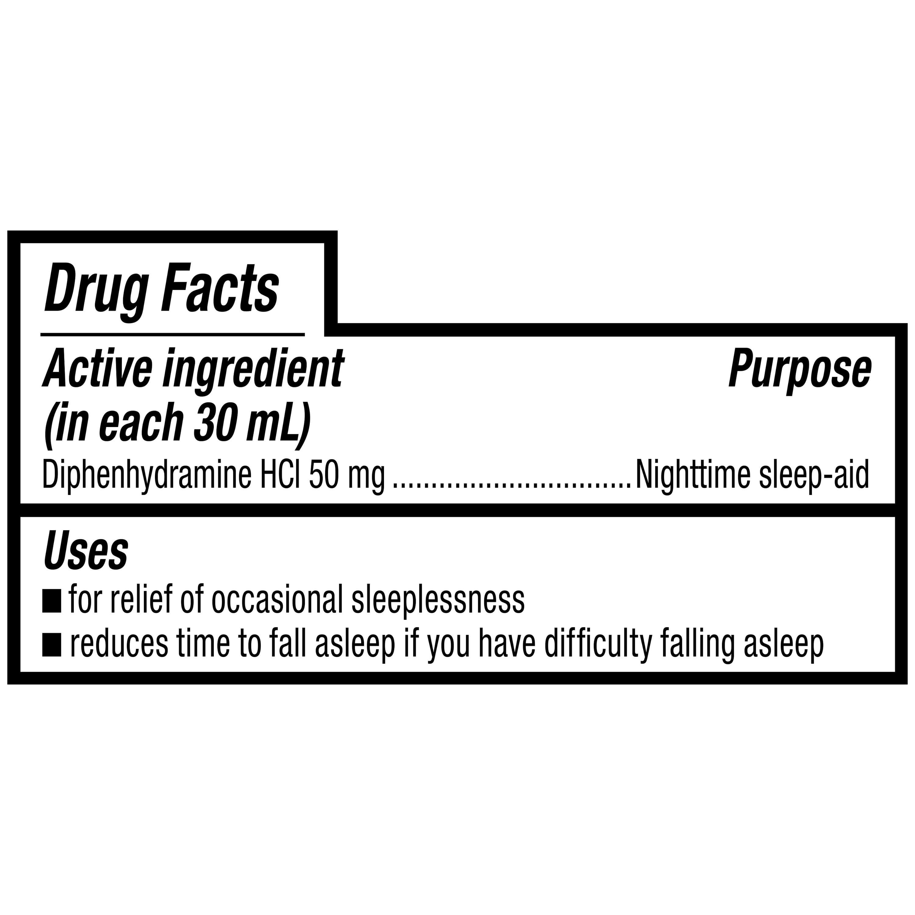 (3 pack) Equate Alcohol-Free Nighttime Sleep Aid Diphenhydramine 50 mg Liquid, Berry Flavor,12 fl oz , Compare to VICKS® ZzzQuil ®Nighttime Sleep-Aid Active Ingredient
