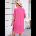 thumbnail image 4 of Vestido Camisero de Verano para Mujer, Informal, de Corta, con Botones y Cuello en V, Talla Grande Rosa Roja S, 4 of 6