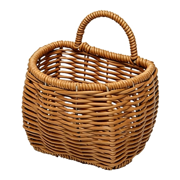 Wall Mounted Woven Basket, Hanging Decorative Basket for Kitchen Storage, Woven Rattan Organizer Bins with Handles for Bathroom, Pantry, Farmhouse Home Decor
