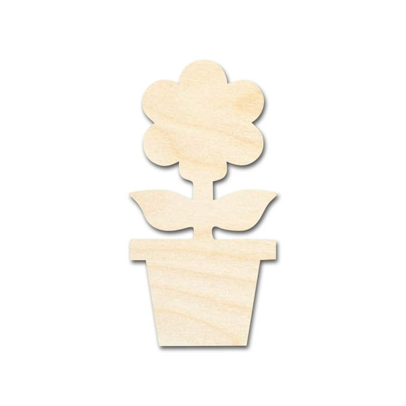 Bigger Better | Unfinished Wood Flower in Pot Silhouette | DIY Craft Cutout | 18" / 1/2"