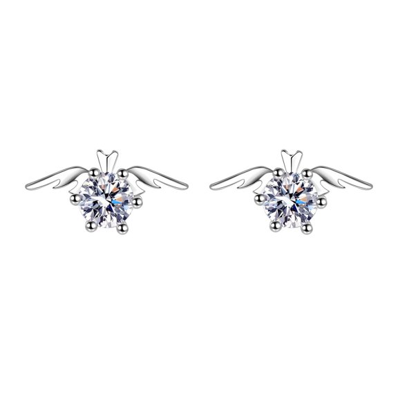 Jrocdr Imitation Moissanite Angel Wing S925 Silver Earrings Six Prong Inlaid Earrings For Women Small Hoops Earrings Giant Earrings Rainbow Earrings