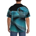thumbnail image 3 of Pofeuu Blue Viper Snake1 Print Mens Casual Short Sleeve Shirts Beach Summer Spread Collar Pocket Tops Men's Casual Short-sleeved Shirt-X-Large, 3 of 5