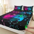 thumbnail image 3 of Erosebridal Gamer Fitted Sheet Twin Size,Gaming Bedding Sets Teens Gamer Room Decor,Video Game Console Gaming Bed Sheets Black Pink Blue Tie Dye Sheets, 3 of 5