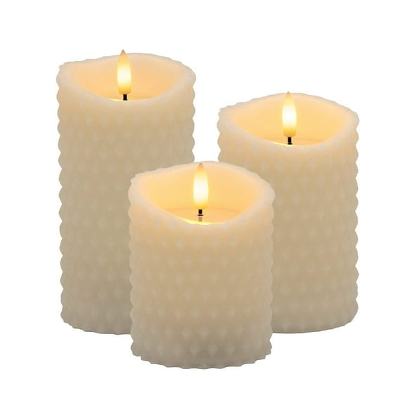 LumaBase Battery Operated Textured Candles - Set of 3
