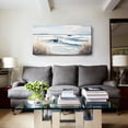 thumbnail image 2 of Canvas Wall Art Beach Décor Wall Picture Rustic Coastal Sand Canvas Print Ocean Nautical Painting Seascape Sea Bird Vintage Ship Boat Artwork for Seaside Living Room Bedroom Bathroom Decor Blue Large, 2 of 9