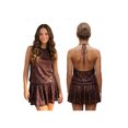 thumbnail image 2 of LMLYSoH Women's Sequin Halter Mini Dress Summer Fashionable Sleeveless Backless Ruffle Hem Dress, 2 of 9