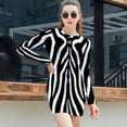 thumbnail image 3 of Black White Zebra Striped Pattern Women's Long Sleeve Bodycon Dress Soft Stretchy For Everyday Wear And Special Occasions, 3 of 6
